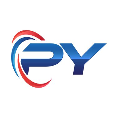 İlk harf logo swoosh kırmızı mavi