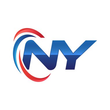 İlk harf logo swoosh kırmızı mavi