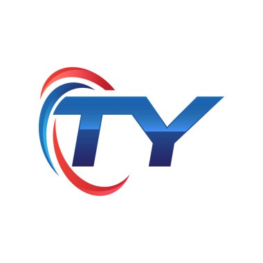 İlk harf logo swoosh kırmızı mavi