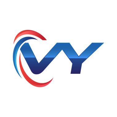 İlk harf logo swoosh kırmızı mavi