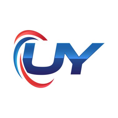 İlk harf logo swoosh kırmızı mavi