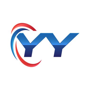 İlk harf logo swoosh kırmızı mavi