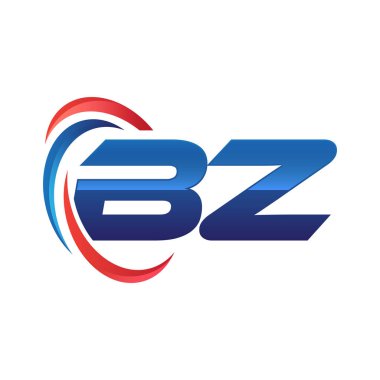 İlk harf logo swoosh kırmızı mavi