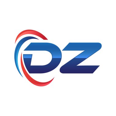 İlk harf logo swoosh kırmızı mavi