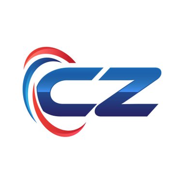 İlk harf logo swoosh kırmızı mavi