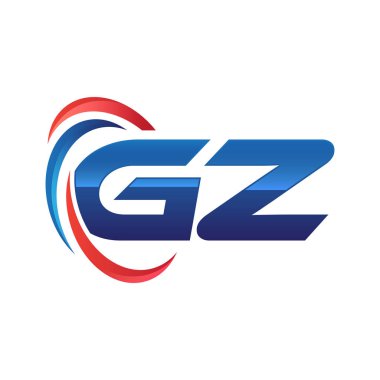 İlk harf logo swoosh kırmızı mavi