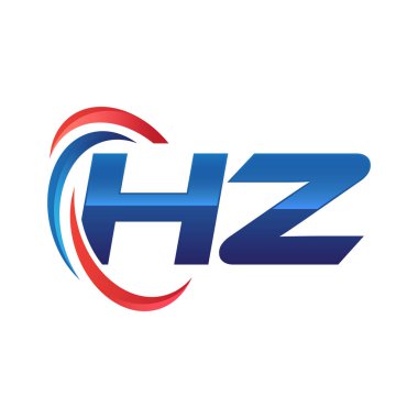 İlk harf logo swoosh kırmızı mavi