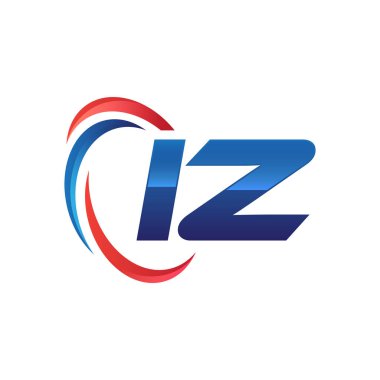 İlk harf logo swoosh kırmızı mavi