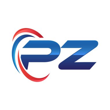 İlk harf logo swoosh kırmızı mavi