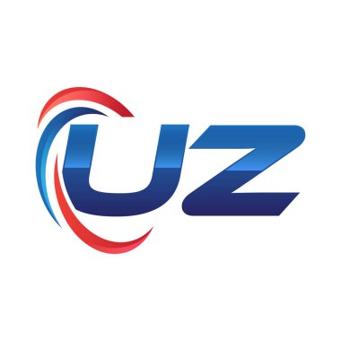 İlk harf logo swoosh kırmızı mavi