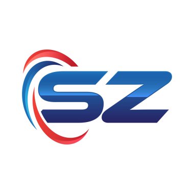 İlk harf logo swoosh kırmızı mavi