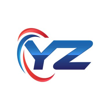 İlk harf logo swoosh kırmızı mavi