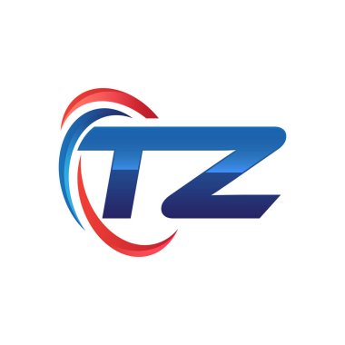 İlk harf logo swoosh kırmızı mavi