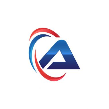 İlk harf logo swoosh kırmızı mavi