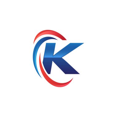 İlk harf logo swoosh kırmızı mavi