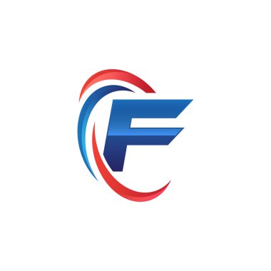 İlk harf logo swoosh kırmızı mavi