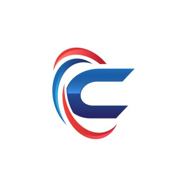 İlk harf logo swoosh kırmızı mavi