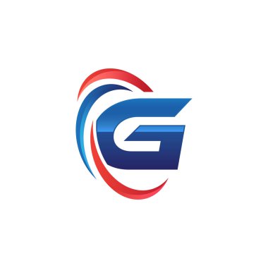 İlk harf logo swoosh kırmızı mavi