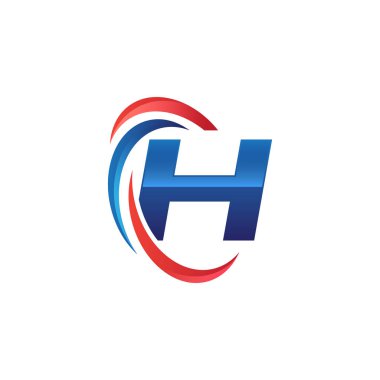 İlk harf logo swoosh kırmızı mavi