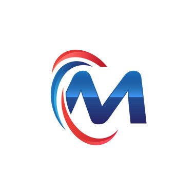 İlk harf logo swoosh kırmızı mavi