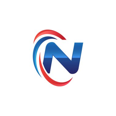 İlk harf logo swoosh kırmızı mavi