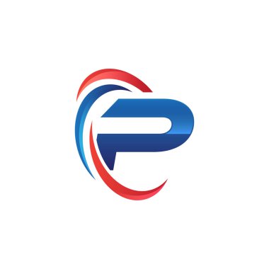 İlk harf logo swoosh kırmızı mavi