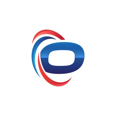 İlk harf logo swoosh kırmızı mavi