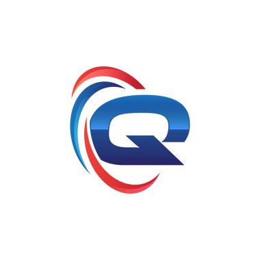 İlk harf logo swoosh kırmızı mavi