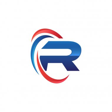 İlk harf logo swoosh kırmızı mavi