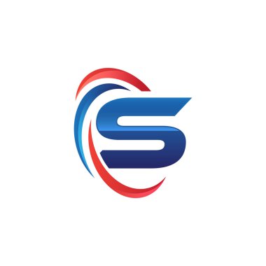 İlk harf logo swoosh kırmızı mavi