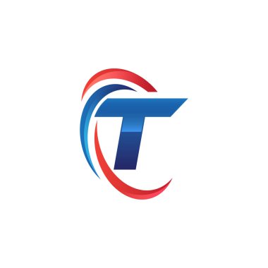 İlk harf logo swoosh kırmızı mavi