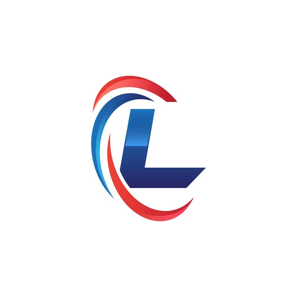 Lettre initiale logo swoosh rouge bleu — Image vectorielle