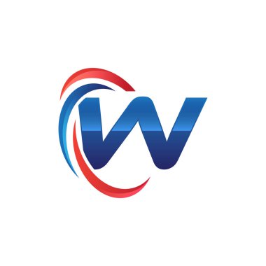 İlk harf logo swoosh kırmızı mavi