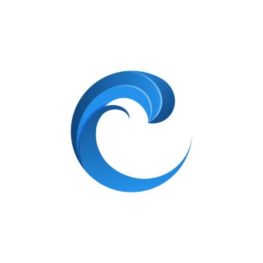 C harfi logo dalga mavi basit modern
