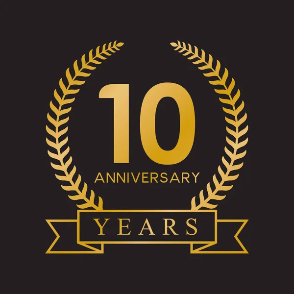 10e verjaardag jaar goud — Stockvector