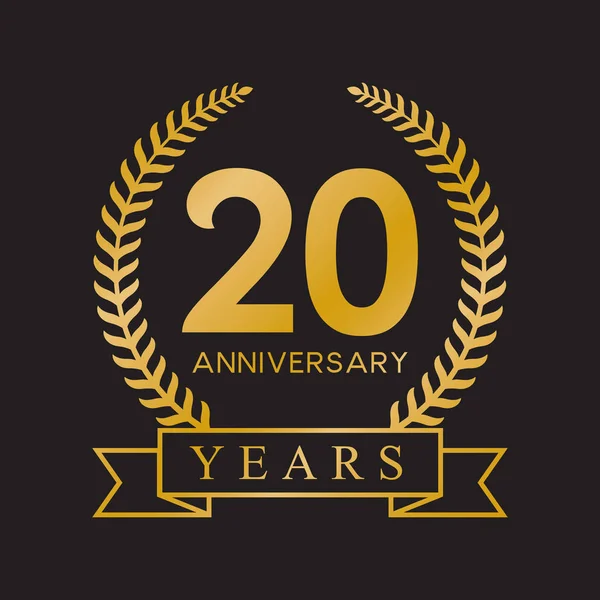 20e jubileum jaar goud — Stockvector