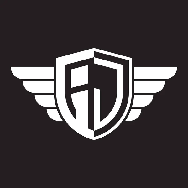Své První Dvě Písmeno Logo Štít Křídlem — Stockový vektor