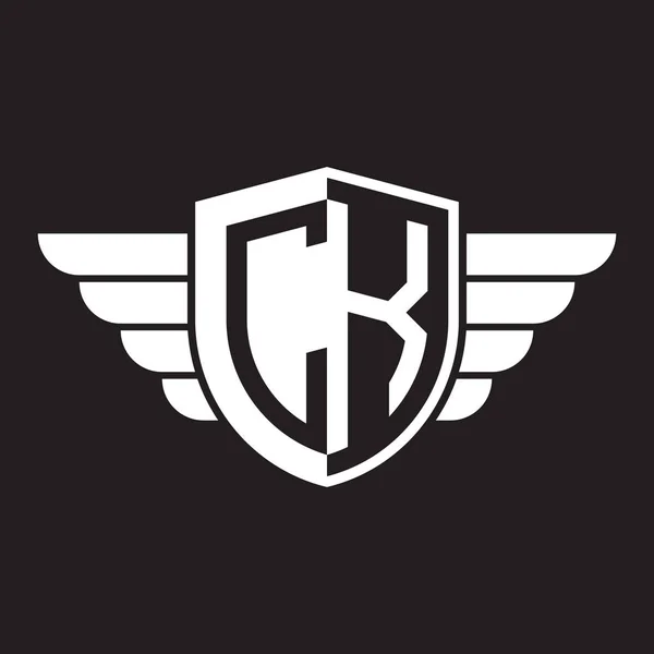 Iki Harf Logo Kalkan Kanadı — Stok Vektör