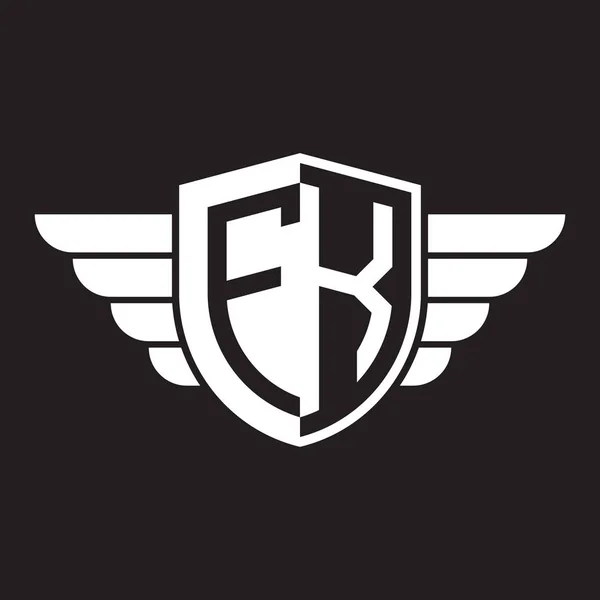 Dwóch Pierwszych List Logo Tarcza Skrzydła — Wektor stockowy