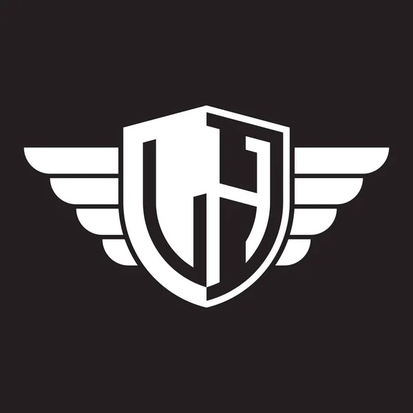 Dwóch Pierwszych List Logo Tarcza Skrzydła — Wektor stockowy