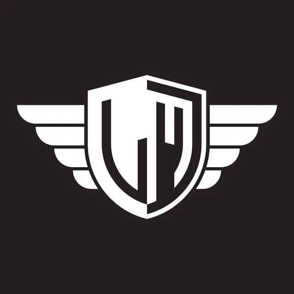 Anfangsbuchstaben Logo Schild Mit Flügel — Stockvektor