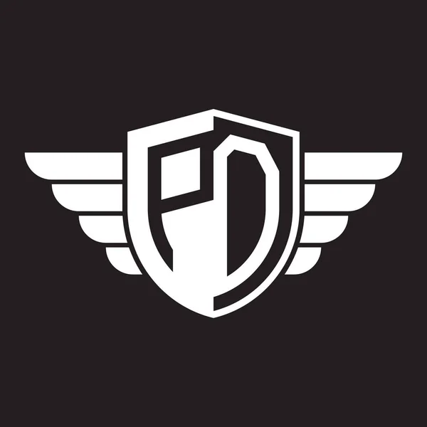Anfangsbuchstaben Logo Schild Mit Flügel — Stockvektor