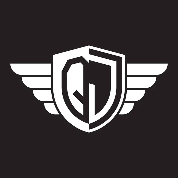 Eerste Twee Letters Logo Schild Met Vleugel — Stockvector