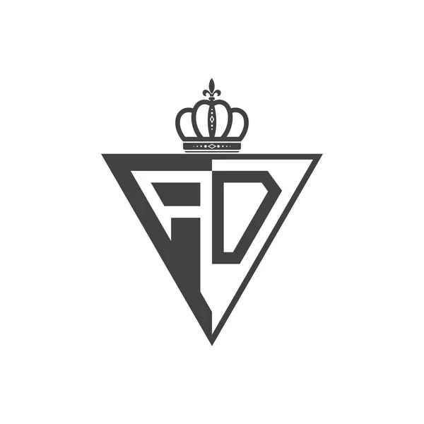 Dwóch Pierwszych List Pół Trójkąta Logo Czarna — Wektor stockowy