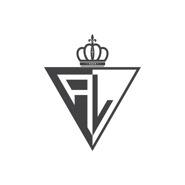 Első Két Levél Fél Logo Háromszög Fekete — Stock Vector