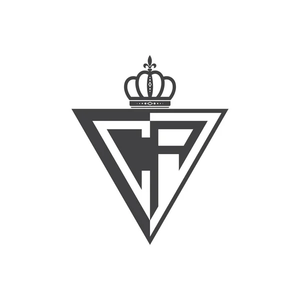 Eerste Twee Brief Helft Logo Driehoek Zwart — Stockvector