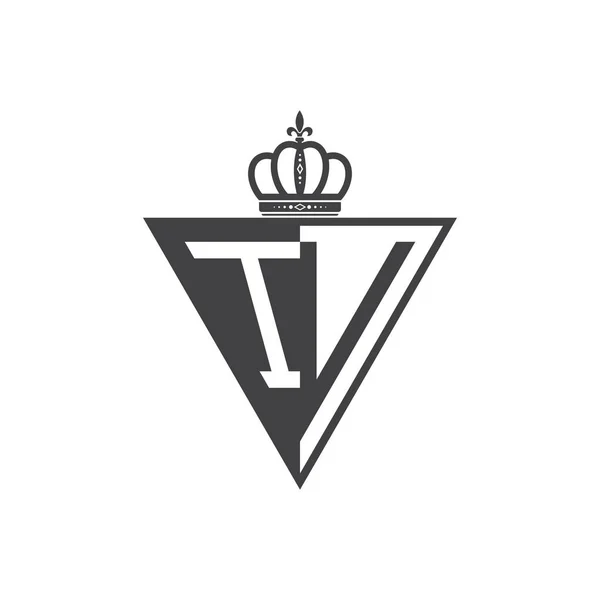 Inicial Duas Letras Metade Logotipo Triângulo Preto — Vetor de Stock