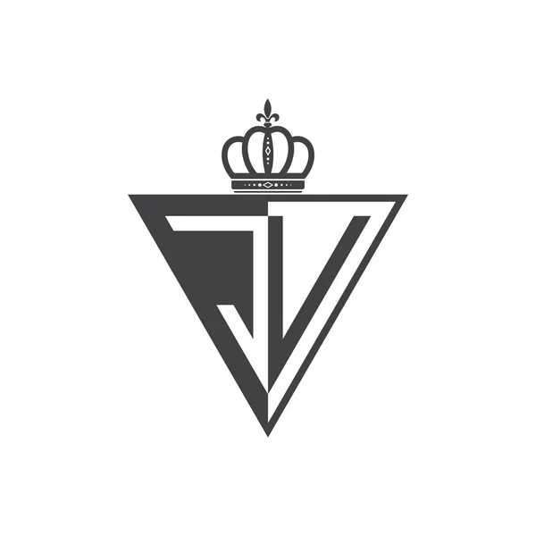 Inicial Duas Letras Metade Logotipo Triângulo Preto — Vetor de Stock