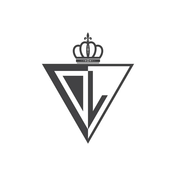 Inicial Duas Letras Metade Logotipo Triângulo Preto — Vetor de Stock