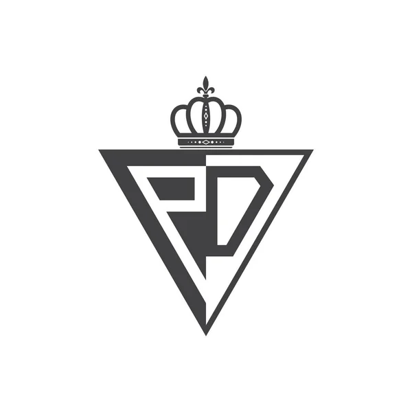 Anfängliche Zwei Buchstaben Halb Logo Dreieck Schwarz — Stockvektor